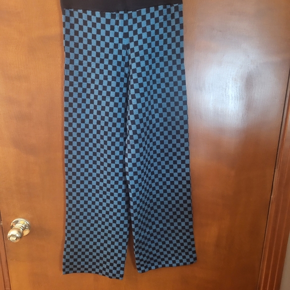 Daydreamer Teal Check Ankle Soft Knit Pants Size XS Retro Checkered, soft - Picture 3 of 4